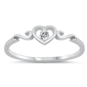 Silver CZ Ring - Little Heart