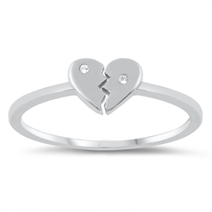 Silver CZ Ring - Broken Heart