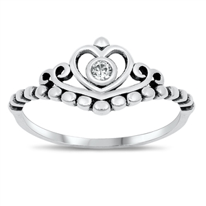 Silver CZ Ring - Crown