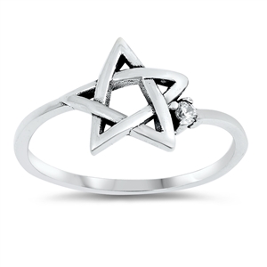 Silver CZ Ring - Jewish Star