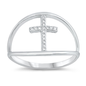 Silver CZ Ring - Cross