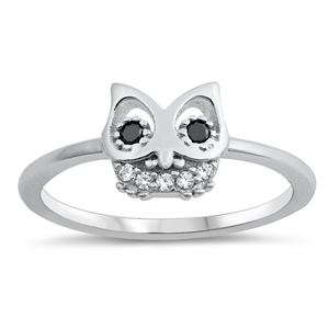 Silver CZ Ring - Owl