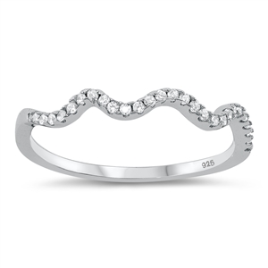 Silver CZ Ring - Wavy Ring