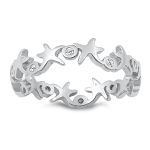 Silver CZ Ring - Starfish