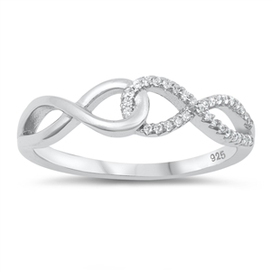 Silver CZ Ring - Linking Infinity