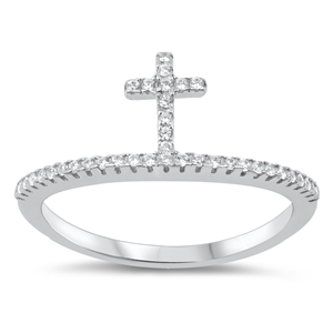 Silver CZ Ring - Cross