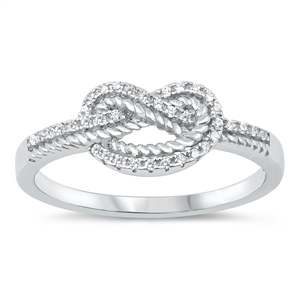 Silver CZ Ring - Knot