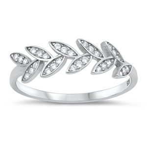 Silver CZ Ring - Leaves
