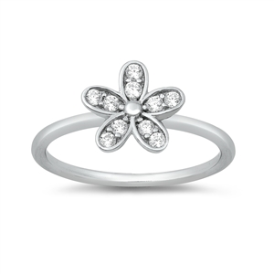 Silver CZ Ring - Flower