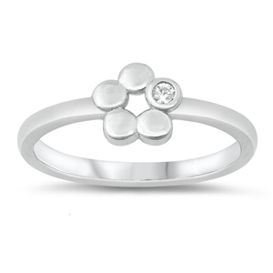 Silver CZ Ring - Flower