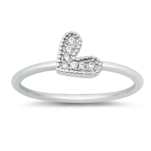 Silver CZ Ring - Heart