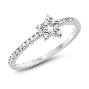 Silver CZ Ring - Open Star