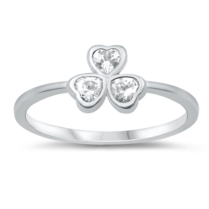 Silver CZ Ring - Clover