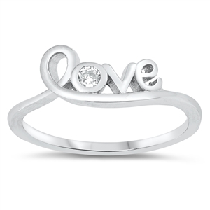 Silver CZ Ring - Love