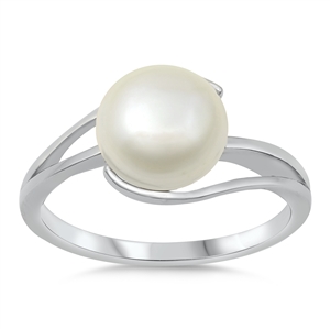 Silver CZ Ring - Pearl