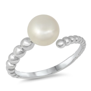 Silver CZ Ring - Pearl