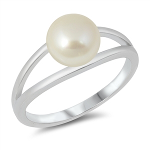 Silver CZ Ring - Pearl