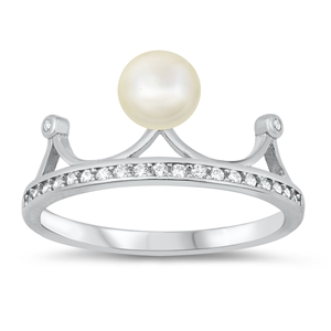 Silver CZ Ring - Pearl