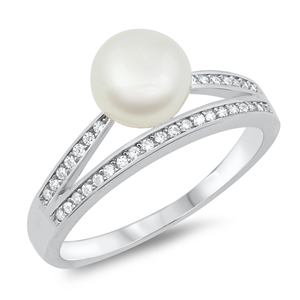 Silver CZ Ring - Pearl