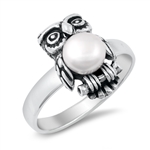 Silver CZ Ring - Owl