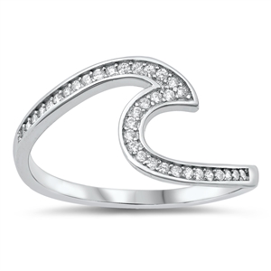 Silver CZ Ring - Wave