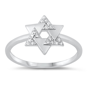 Silver CZ Ring - Star of David