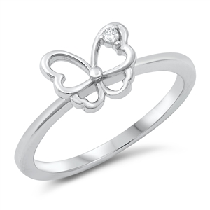 Silver CZ Ring - Butterfly