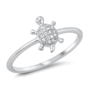 Silver CZ Ring - Turtle