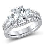 Silver CZ Ring - Wedding Set