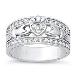 Silver CZ Ring - Claddagh