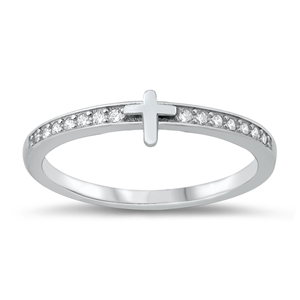 Silver CZ Ring - Cross