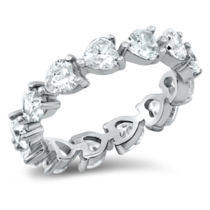 Silver CZ Ring - Heart Eternity