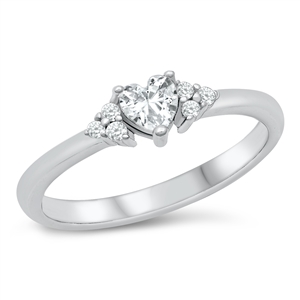 Silver CZ Ring - Heart