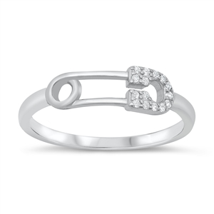 Silver CZ Ring - Paperclip