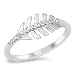 Silver CZ Ring - Leaf