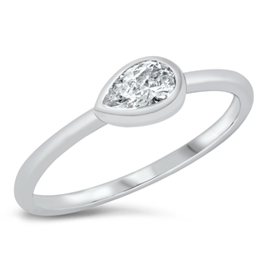 Silver CZ Ring - Pear