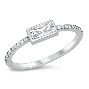 Silver CZ Ring - Baguette