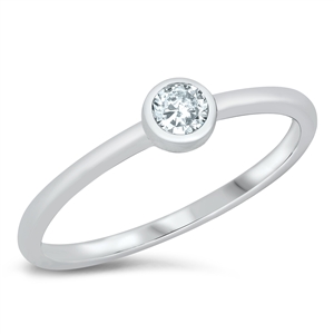 Silver CZ Ring - Little Solitaire