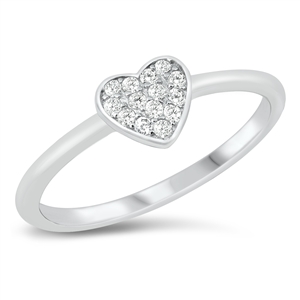 Silver CZ Ring - Heart