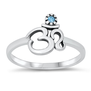 Silver CZ Ring - OM Sign