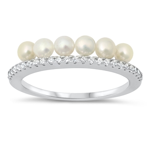 Silver CZ Ring - Pearl