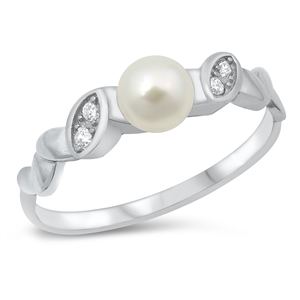 Silver CZ Ring - Pearl