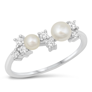 Silver CZ Ring - Pearl