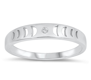 Silver CZ Ring - Moon Phases