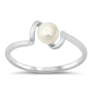 Silver CZ Ring - Freshwater Pearl