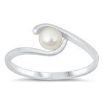 Silver CZ Ring - Freshwater Pearl