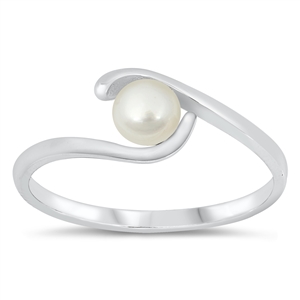 Silver CZ Ring - Freshwater Pearl