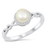 Silver CZ Ring - Pearl