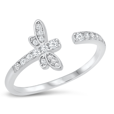 Silver CZ Ring - Dragonfly