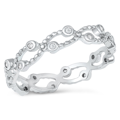 Silver CZ Ring - Twist